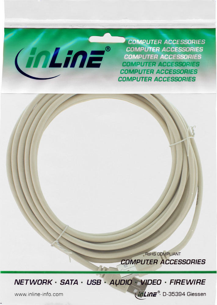 Preview: InLine USB 2.0 Kabel A an A beige 5m