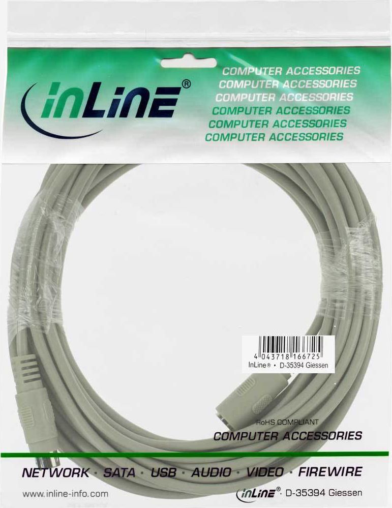 Preview: InLine PS/2 Verlängerungskabel PS/2 Kabel mDIN6/Stecker-mDIN6/Buchse 10m