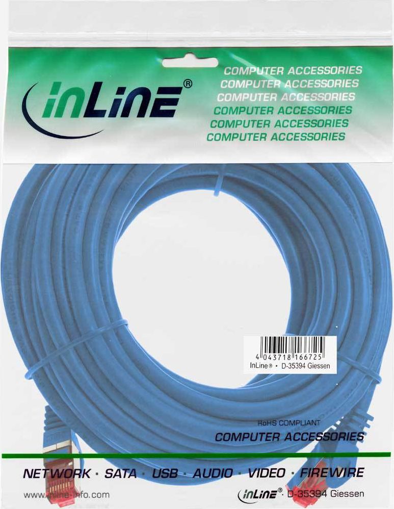 Preview: Patchkabel, S-STP/PIMF, Cat.6, blau, 30m, InLine