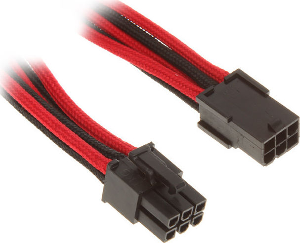 Preview: BitFenix 6-Pin PCIe Verlängerung 45cm - sleeved schwarz/rot/schw