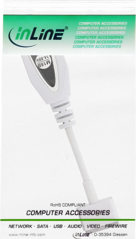 Preview: InLine Wechselstecker M18B (14,85V), für Apple Magsafe2, für Universal Netzteil, 90W/120W, weiß