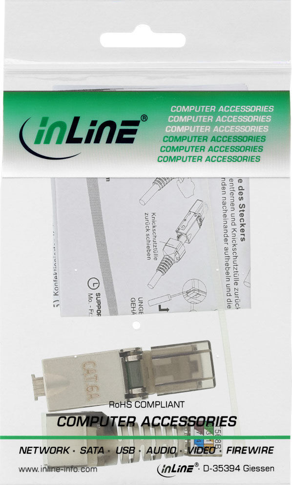 Preview: InLine RJ45 Stecker Cat.6A 500MHz, feldkonfektionierbar, geschirmt