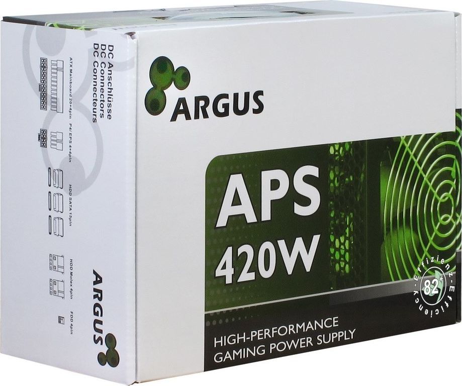 Preview: Netzteil 420W Argus APS-420W 120mm Lüfter, 80+