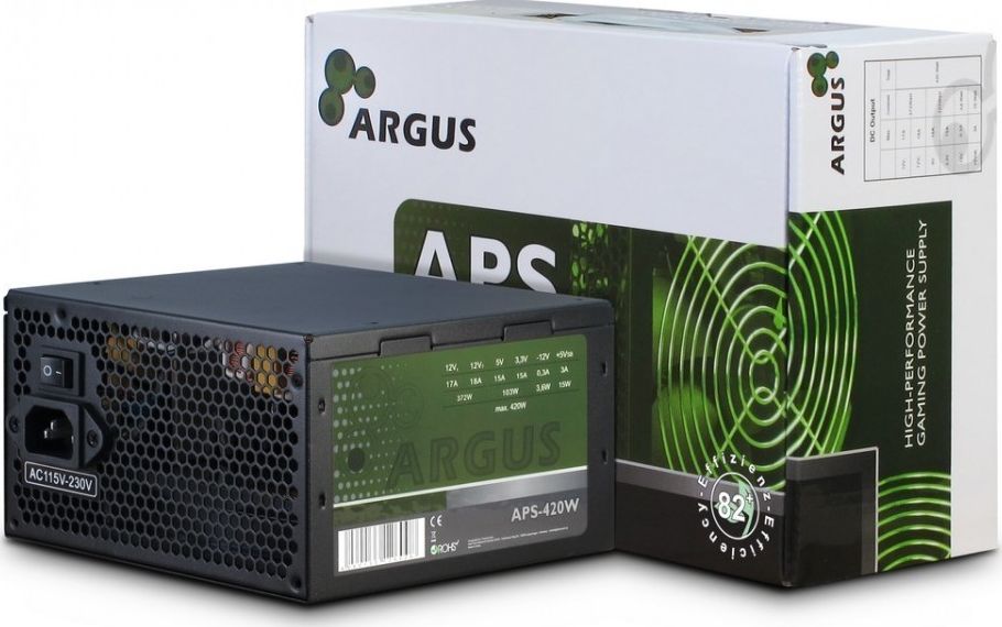 Preview: Netzteil 420W Argus APS-420W 120mm Lüfter, 80+