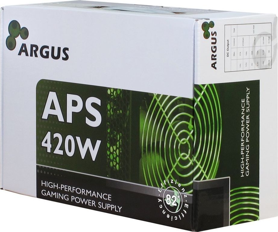 Preview: Netzteil 420W Argus APS-420W 120mm Lüfter, 80+