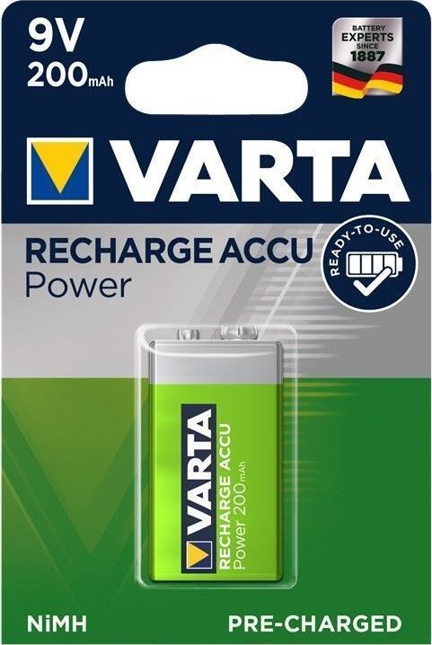Preview: VARTA Recharge Power Akku NiMH 9V-Block E HR22 6HR61 9V 200mAh 1er-Blister