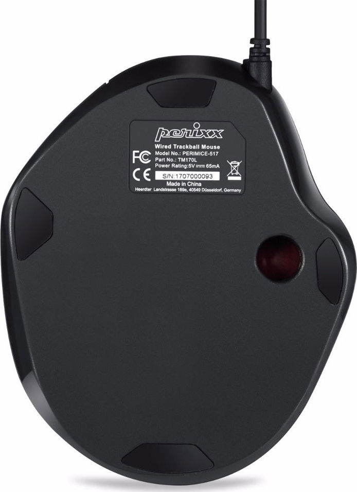 Preview: Perixx PERIMICE-517, ergonomische Trackball Maus, USB-Kabel, schwarz