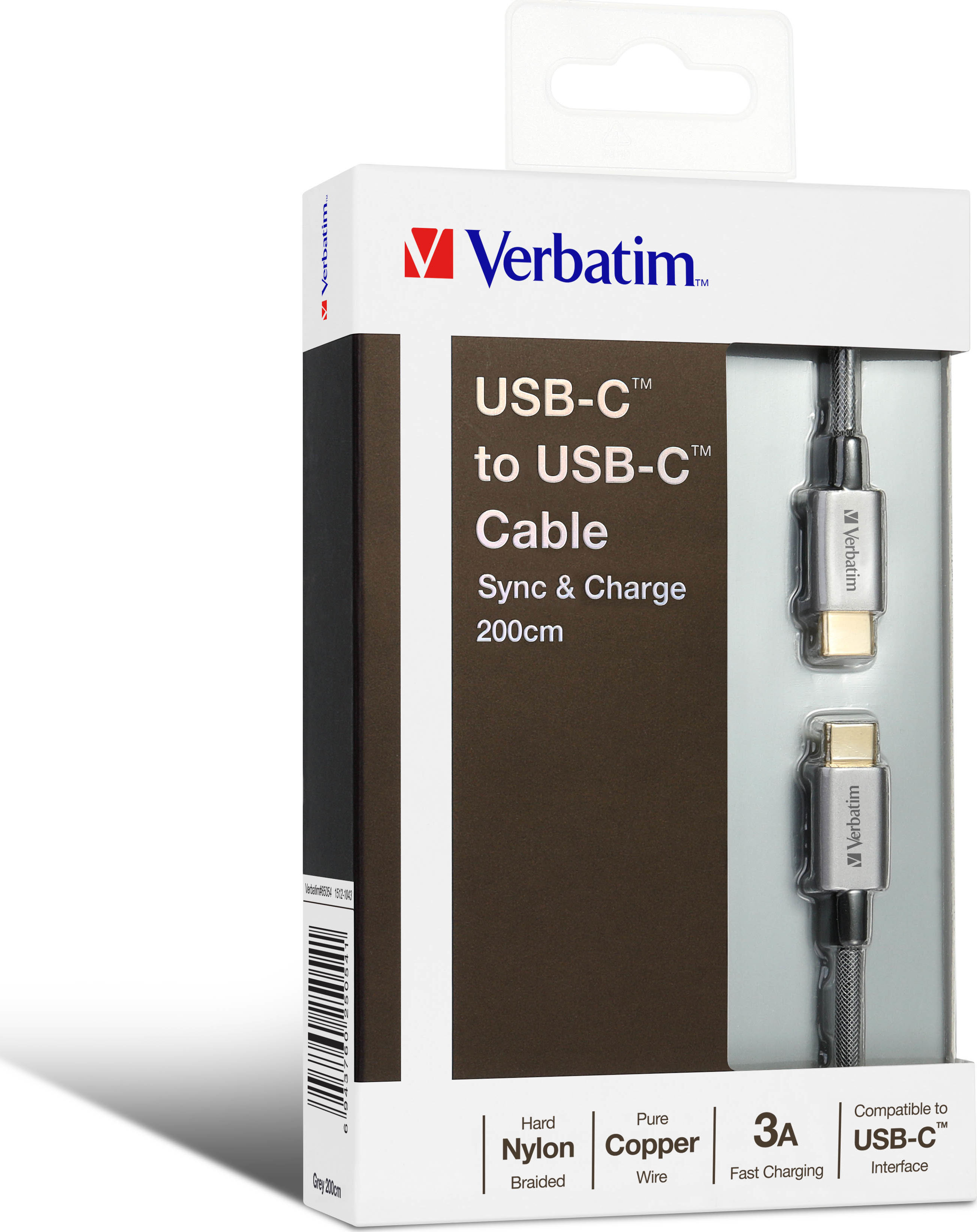 Preview: Cable Verbatim USB-C to USB-C 2 Grey