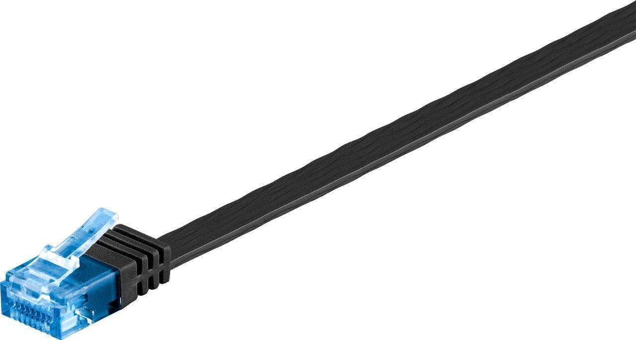 Preview: CAT 6a Netzwerkkabel Flachkabel; CAT FLAT 6a-1000 U/UTP SCHWARZ 10m