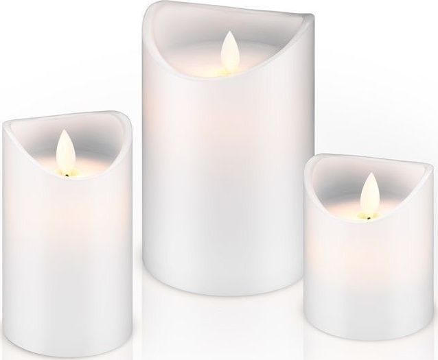 Preview: LED Echtwachs-Kerze weiß, 10x15 cm; LED Echtwachs-Kerze weiß, 10x15 cm - Wunderschöne und sichere Lichtlösung für viele Bereiche wie Haus und Loggia, Büros, Schulen oder Seniorenheime