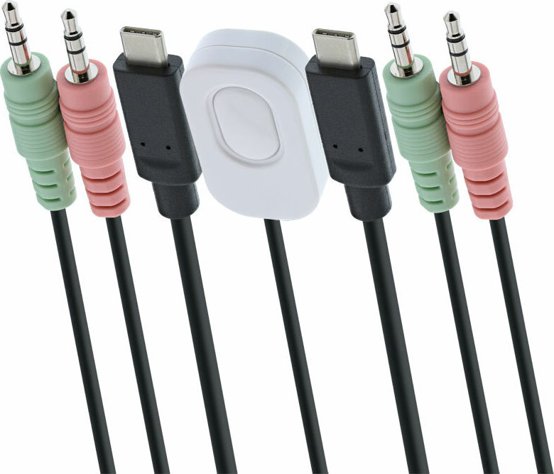 Preview: InLine KVM Switch, 2-fach, USB-C zu DisplayPort 1.2, 4K, mit Audio, integr. Kabel