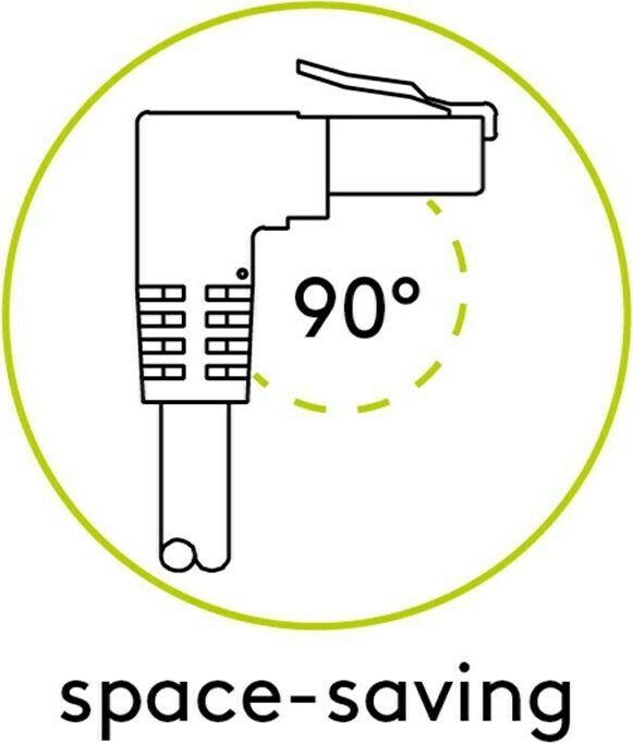 Preview: CAT 6 Patchkabel 1x 90° gewinkelt, S/FTP (PiMF), Weiß; CAT 6 Patchkabel 1x 90° gewinkelt, S/FTP (PiMF), Weiß, 5 m - Rastnase oben, LSZH halogenfrei, Kupfer
