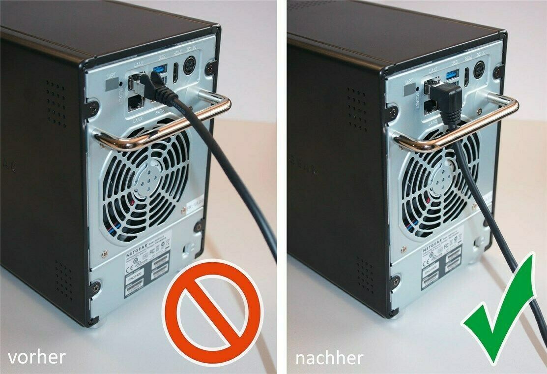 Preview: CAT 6 Patchkabel 1x 90° gewinkelt, S/FTP (PiMF), Weiß; CAT 6 Patchkabel 1x 90° gewinkelt, S/FTP (PiMF), Weiß, 5 m - Rastnase oben, LSZH halogenfrei, Kupfer