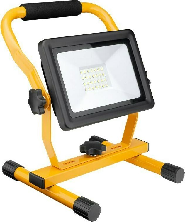 Preview: LED-Baustrahler Flutlicht IP65 30W 2400lm Licht kalt-weiß Standfuß schwarzgelb