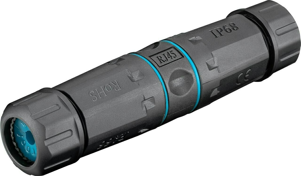 Preview: Outdoor (IP68) Netzwerkkabel-Verbinder, CAT 6A STP geschirmt; Outdoor (IP68) Netzwerkkabel-Verbinder, CAT 6A STP geschirmt, STP - staub- und wasserdicht, Klemmleiste für LSA Montage (werkzeugfrei)