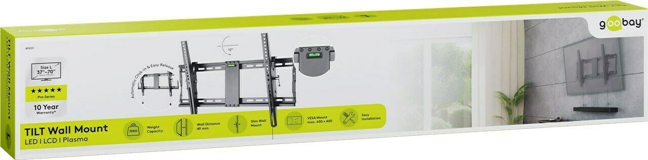 Preview: TV-Wandhalterung Pro TILT (L); Pro TV-Wandhalterung Pro TILT (L), L (94-178 cm / 37-70''), Schwarz - für Fernseher von 37'' bis 70'' (94-178 cm), neigbar bis 70kg
