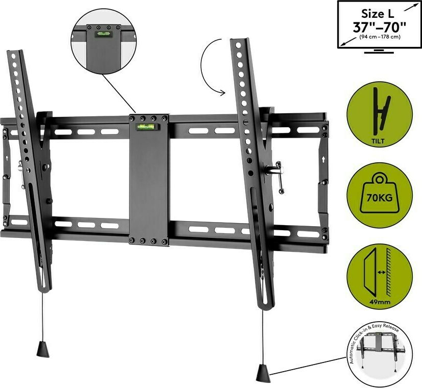 Preview: TV-Wandhalterung Pro TILT (L); Pro TV-Wandhalterung Pro TILT (L), L (94-178 cm / 37-70''), Schwarz - für Fernseher von 37'' bis 70'' (94-178 cm), neigbar bis 70kg