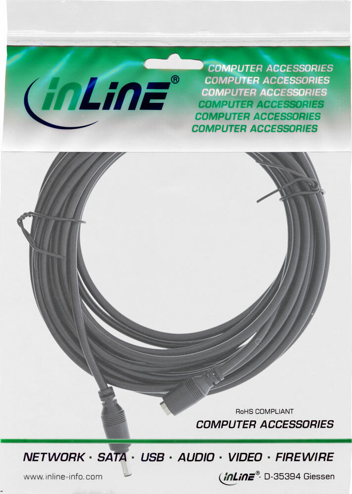 Preview: InLine DC Verlängerungskabel, DC Stecker/Buchse 5,5x2,1mm, 5m