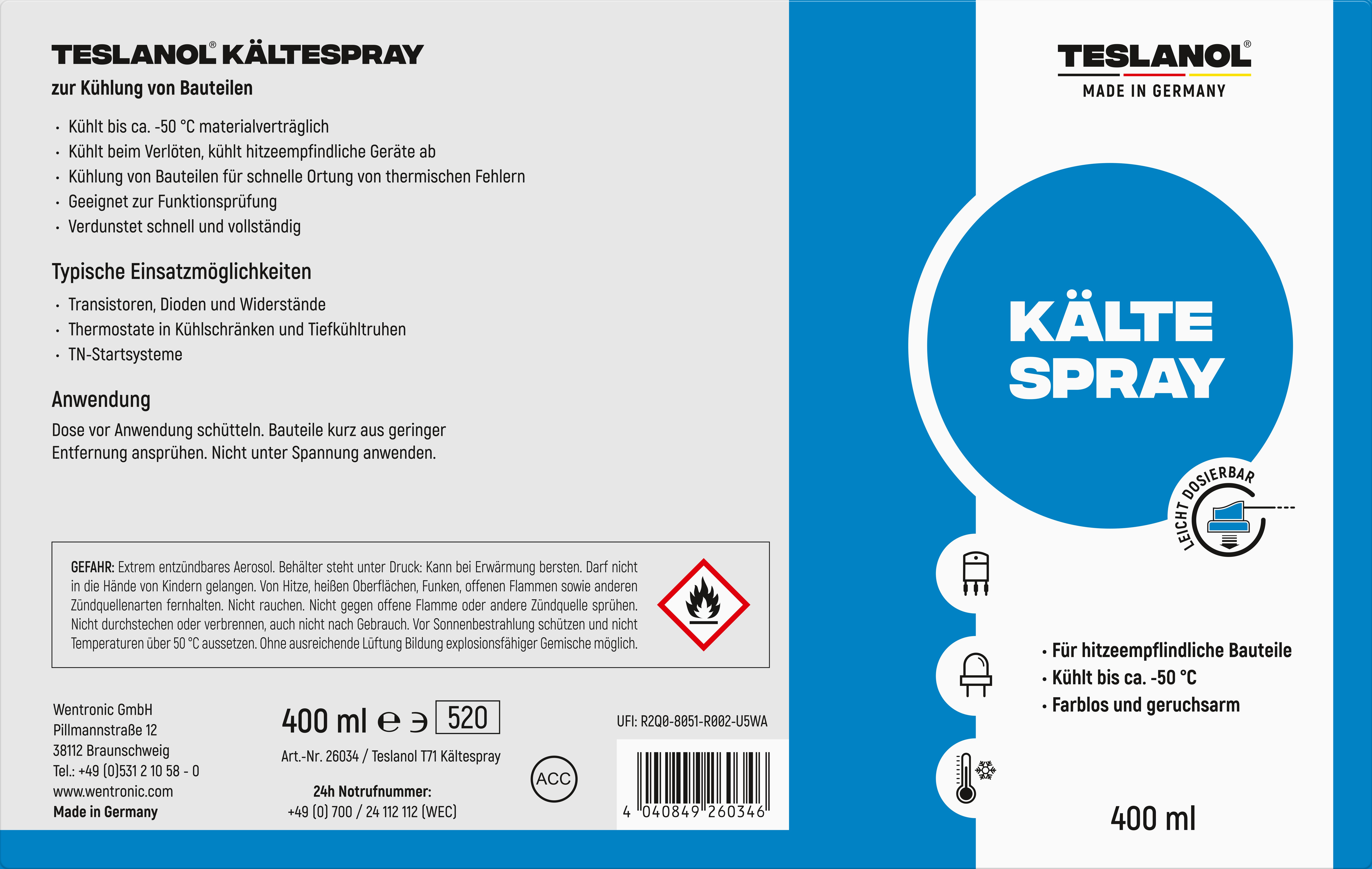 Preview: TESLANOL T71 Kältespray 400 ml