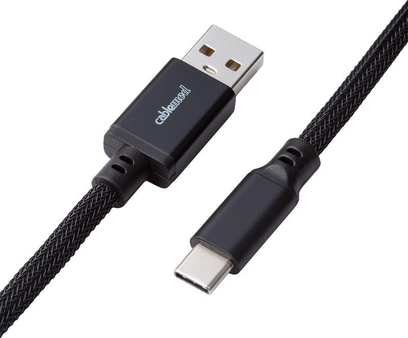 Preview: CableMod Classic Coiled Keyboard Cable USB-C zu USB Typ A, Midnight Black - 150cm
