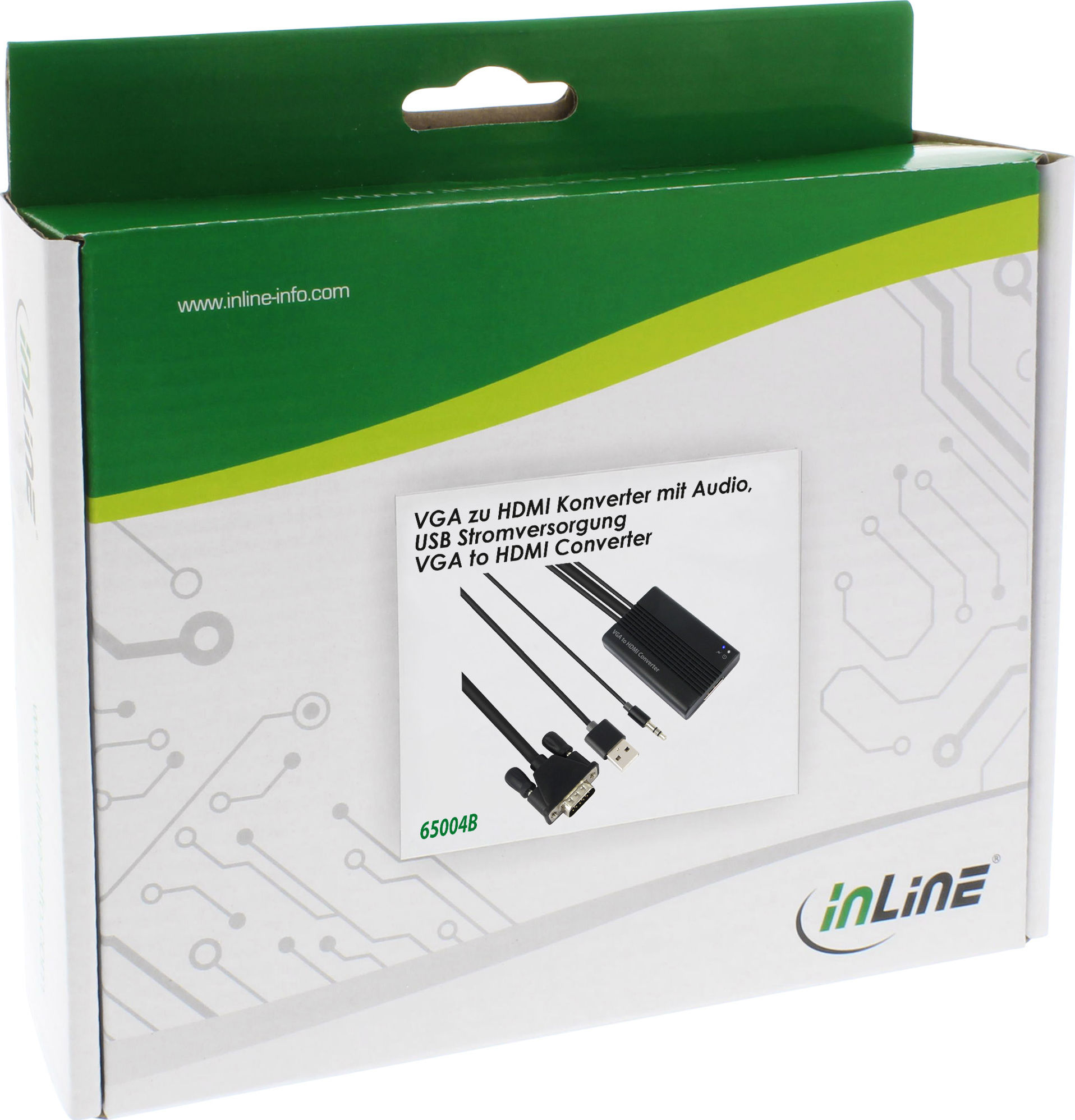 Preview: InLine Konverter VGA+Audio zu HDMI, Eingang VGA und Klinke Audio Stereo, Ausgang HDMI, inkl. USB Stromversorgung
