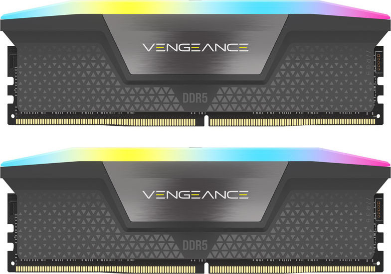 Preview: Corsair Vengeance RGB, DDR5-5200, CL40, AMD EXPO - 64 GB Dual-Kit, Grau