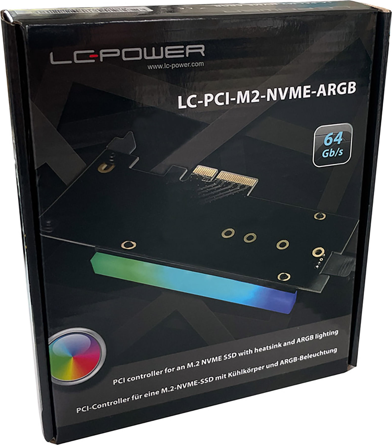Preview: LC-Power LC-PCI-M2-NVME-ARGB PCI-Controller für eine M.2-NVMe-SSD