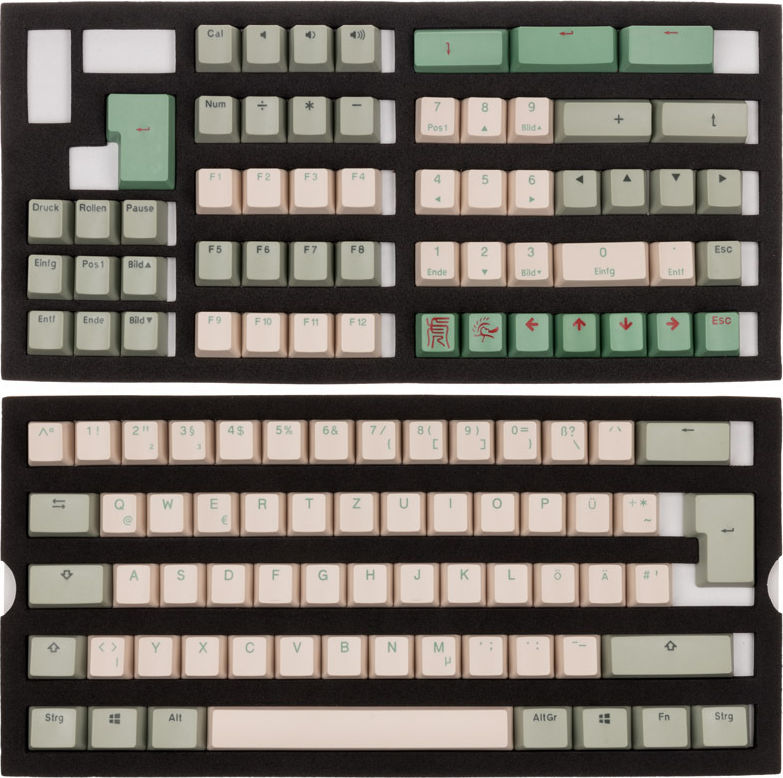 Preview: Ducky PBT Double-Shot Keycap Set Matcha - DE Layout