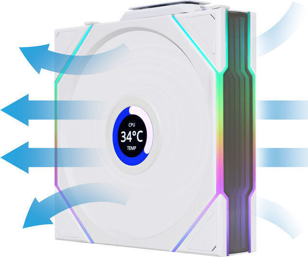 Preview: Lian Li UNI FAN TL Wireless LCD Lüfter, ARGB, PWM - Reverse Blade, 120 mm, weiß