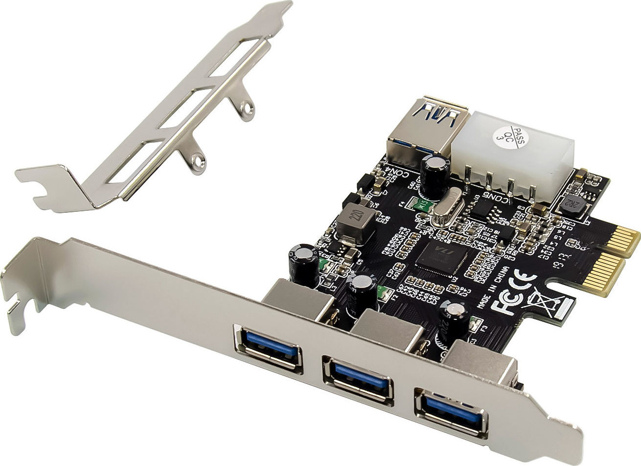 Preview: InLine® PCIe Karte, 3x+1x USB 3.2 Gen.1, Molex kompatibler 4-Pin Stromanschluss