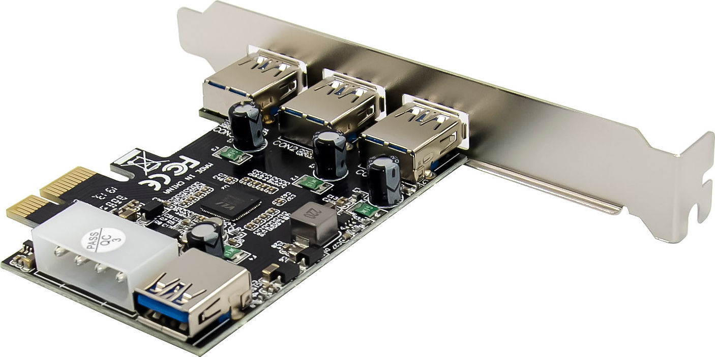 Preview: InLine® PCIe Karte, 3x+1x USB 3.2 Gen.1, Molex kompatibler 4-Pin Stromanschluss