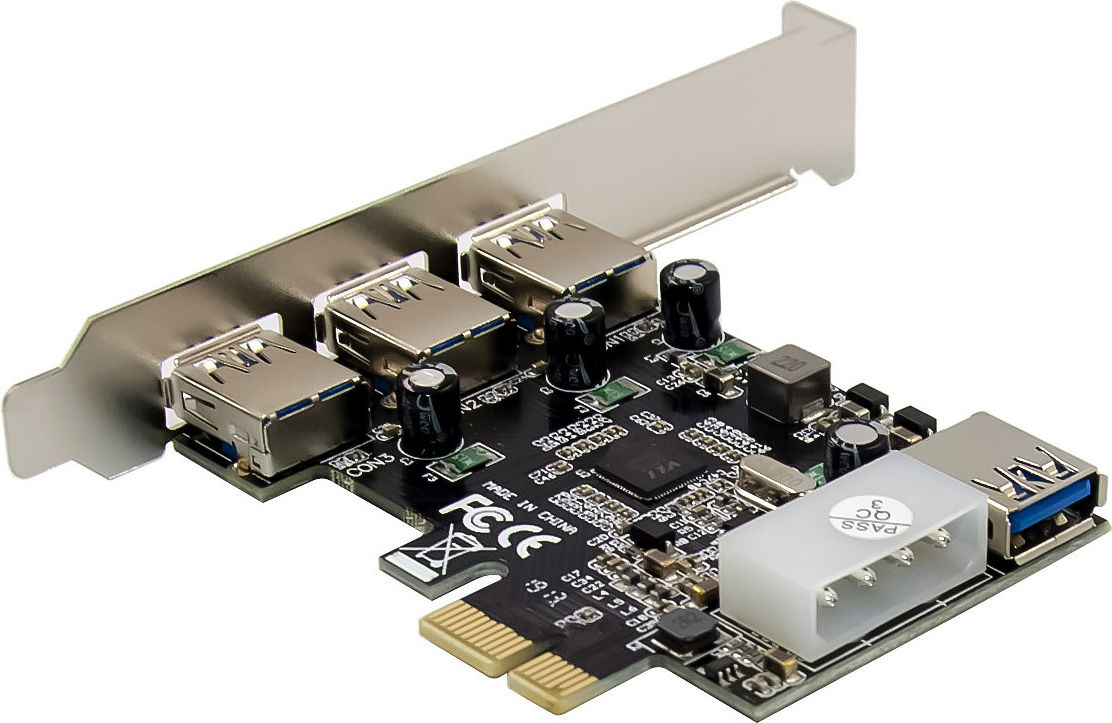 Preview: InLine® PCIe Karte, 3x+1x USB 3.2 Gen.1, Molex kompatibler 4-Pin Stromanschluss