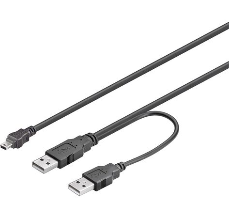 USB 2.0 Hi-Speed Dual-Power Kabel; USB MINI-B 5 pin 060 Y-Power 0.6m