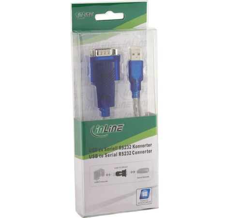 InLine USB Adapterkabel USB A St->9pol Sub D Stecker 20cm silber/blau