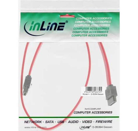InLine SATA Kabel 6Gb/s mit Sicherheitslasche rot 0,5m