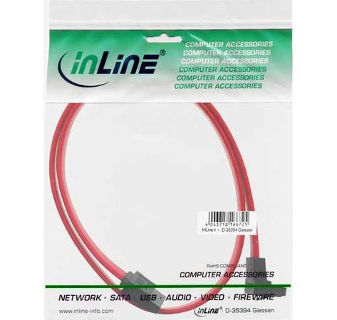 InLine SATA Kabel gewinkelt 6Gb/s mit Lasche rot 0,5m