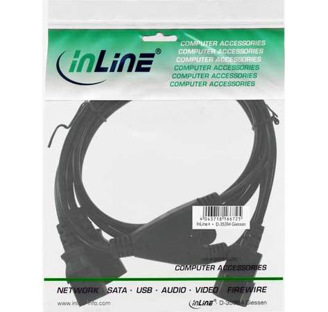 InLine Netz-Y-Kabel, 1x Buchse 2x Stecker, 1,8m