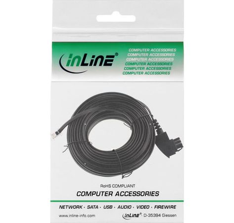 15m TAE-F Kabel für DSL Splitter, TAE-F Stecker an Western 6/2 DEC Stecker