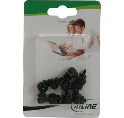 InLine® Rändelschrauben (schwarz) für Gehäuse, 12mm, 10er Pack