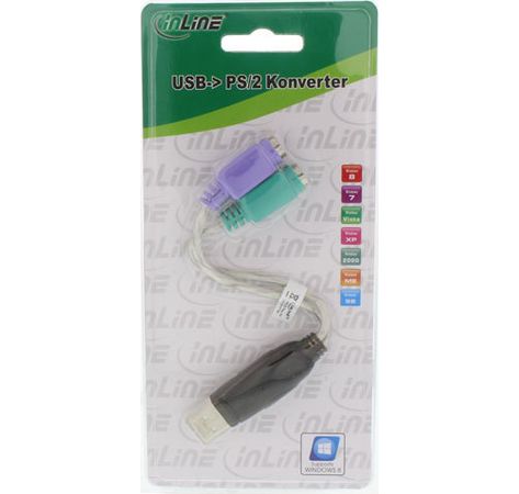 InLine USB PS/2 Konverter USB Stecker A 2x PS/2 Buchse für Maus & Tastatur