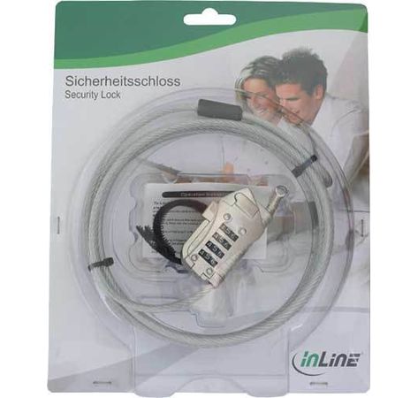 InLine Vielseitiges Sicherheitsschloss mit Zahlenkombination 4,8mm x 2m