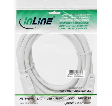 InLine® Antennenkabel, 2x geschirmt, >75dB, weiß, 3m