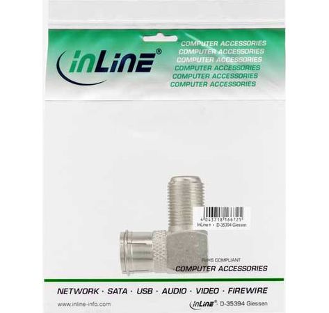 InLine Adapter F-Quick-Stecker (SAT) auf F-Buchse (SAT), gewinkelt