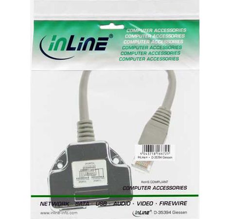 InLine Cat 5 / ISDN T-Adapter(Port-Doppler) RJ45 Stecker an 2xRJ45 Buchse