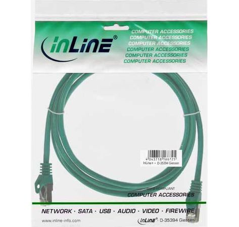InLine Cat 5e Patchkabel F/UTP RJ 45 - Stecker Folienschirmung grün 0,5m