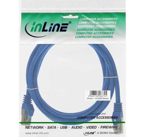 InLine Cat 5e Patchkabel F/UTP RJ 45 - Stecker Folienschirmung blau 1,5m