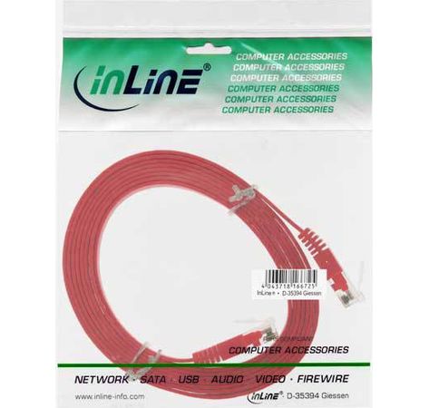 InLine Patchkabel flach, U/UTP, Cat.6, rot, 2m
