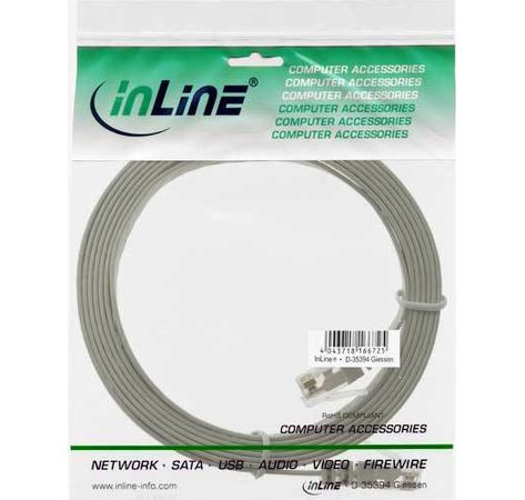 InLine Patchkabel flach, U/UTP, Cat.6, grau, 0,5m
