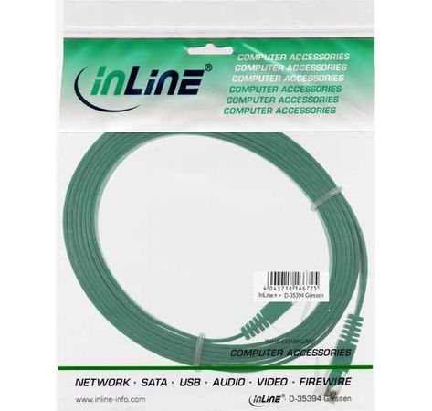InLine Patchkabel flach, U/UTP, Cat.6, grün, 0,5m
