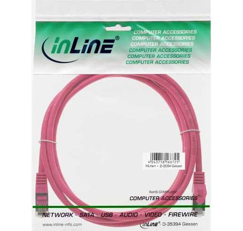 InLine Cat 5e Patchkabel SF/UTP RJ 45 - Stecker Folienschirmung pink 1,5m